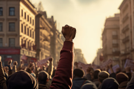 Social activists, active participation in campaigns for any transformation and change, active citizenship, fighting for human rights, against inequality, racism An active member of some collectiveの素材
