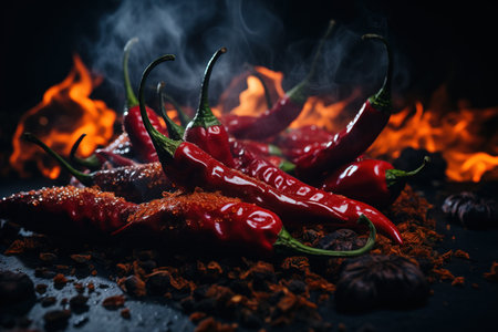 Red pepper, hot, chili pepper Capsicum annuum pungent spice. The flavor tastes sharp and burning. Vitamins organica ecoの素材