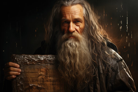 Moses and Ten Commandments. precepts, ten basic laws, according to Pentateuch, were given to Moses by God himself, in the presence of children Israel, Mount Sinai fiftieth day after Exodus from Egypt.の素材