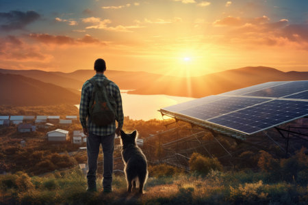 Solar panel, Solar battery, Clean natural energy, alternative power. Conservation ecology, support against environmental pollution. Modernized energy sourceの素材