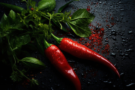Red pepper, hot, chili pepper Capsicum annuum pungent spice. The flavor tastes sharp and burning. Vitamins organica ecoの素材