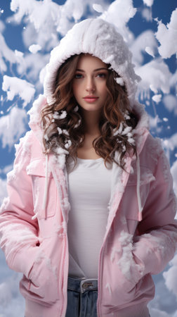 Winter, snowfall snow, cool season, snowy, beauty, white blanket of flakes, falling snowflakes, pleasant cold, copypace background text.の素材