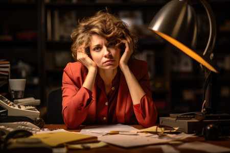 Stress at work, pressure from superiors, fatigue irritability, deadline, stressful business, busy schedule, managerial executive, middle management employee apathy mental burnoutの素材