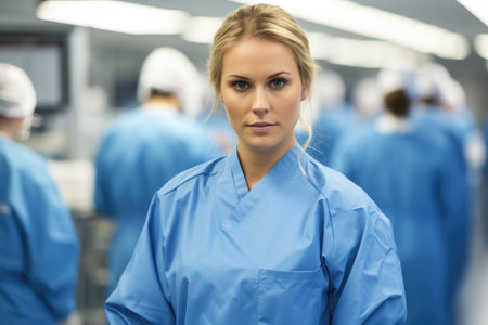 Nurse, hospital aid, caregiver. Patient care, outpatient clinic, patient care and assistance to the attending physician, medical organization, assistant and diagnosticianの素材