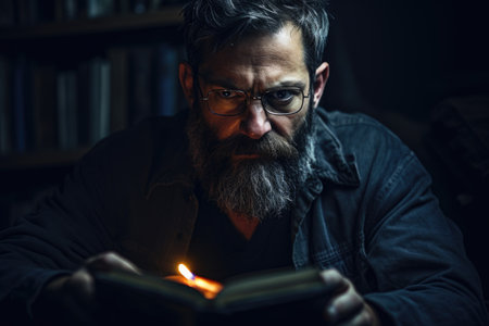 Blackout no electricity light, power outage, breakdown, electric, persona in absence of electricity with candle, problem, systemic accident in power system accompanied by mass disconnection of consumの素材