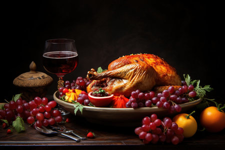 Thanksgiving, expressions of gratitude and appreciation, to God to the mother family for material prosperity and kind treatment, common and universal, pumpkin duck, festive dinnerの素材