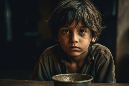 Poor, hungry. Problem of global significance, low level of society, social injustice, members of society in need of help. Poverty -stricken children and sick adultsの素材