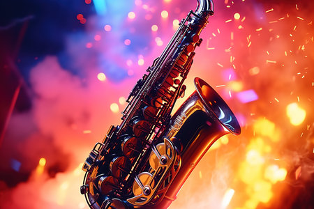 Jazz, musical art, African rhythms, Afro-American and Latino folklore, music culture, piano saxophone, Chicago music, nightlife, melody rhythmの素材