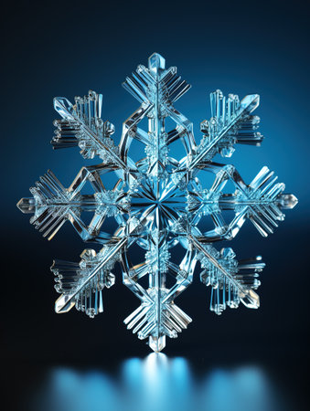 Snowflake, holiday ornament, Christmas decor, crystal clear shape closeup of snow element, snowflakes, symmetry of geometry winterの素材