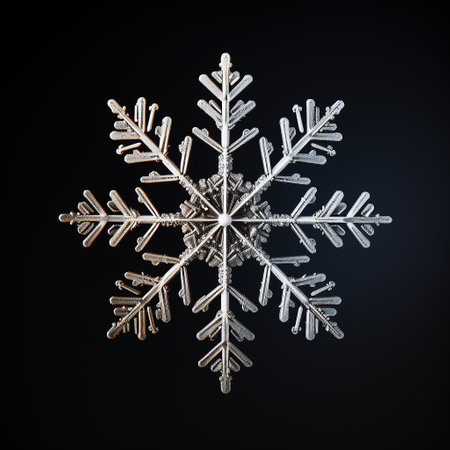 Snowflake, holiday ornament, Christmas decor, crystal clear shape closeup of snow element, snowflakes, symmetry of geometry winterの素材