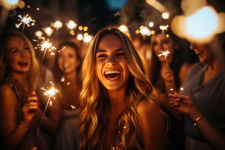 Corporate party New Year, enjoyment of pastime on the eve of Christmas holidays, a company party, vacation with friends, disco dancing partyの素材