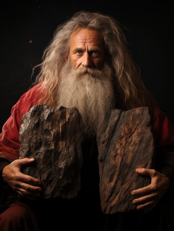 Moses and Ten Commandments. precepts, ten basic laws, according to Pentateuch, were given to Moses by God himself, in the presence of children Israel, Mount Sinai fiftieth day after Exodus from Egypt.の素材