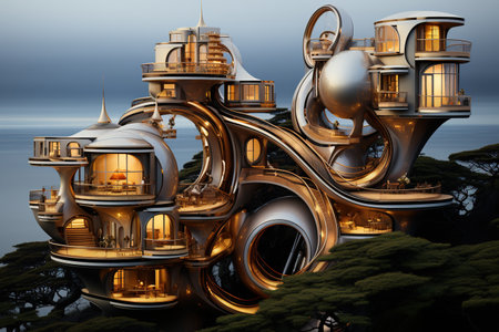 House of the Future. Alternative creative planning design architecture innovative modern modernized buildings. the skill and science of constructing, designing buildings and structuresの素材