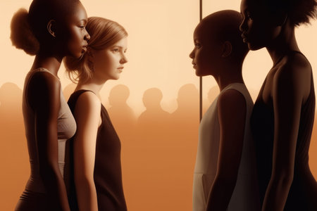 Social World Problem Discrimination, racism, ethical disagreement, stop bullying, racial prejudice, skin color, hate speech, second class division.の素材