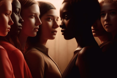 Social World Problem Discrimination, racism, ethical disagreement, stop bullying, racial prejudice, skin color, hate speech, second class division.の素材