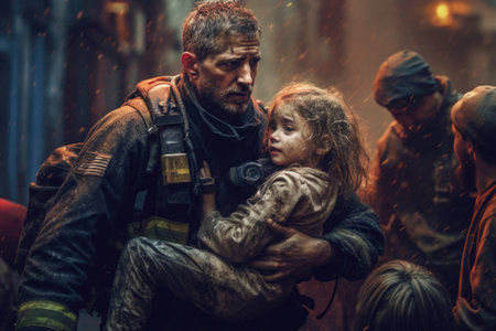 The result of military action between different nations. The consequences are terrible wars, destruction of people's infrastructure. Human rescue, fires and house demolition. Conflict clash savingの素材