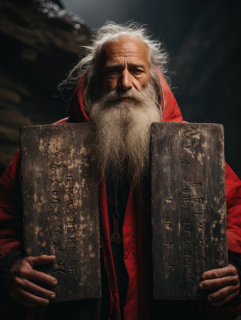 Moses and Ten Commandments. precepts, ten basic laws, according to Pentateuch, were given to Moses by God himself, in the presence of children Israel, Mount Sinai fiftieth day after Exodus from Egypt.の素材