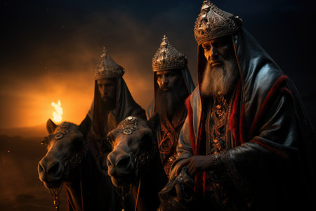 Three Kings Day, The Three Wise Men, Reyes Magos, Religion bible evangelia, birth of jesus christ, god, Bethlehem.の素材