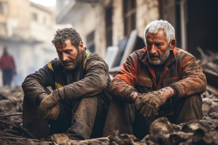 The result of military action between different nations. The consequences are terrible wars, destruction of people's infrastructure. Human rescue, fires and house demolition. Conflict clash savingの素材