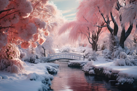 Winter landscape, Winter season, chilly, cold frost, morning freshness, December, winnye everyday life, winter season, snowflakes snowfall. Cold air temperatureの素材