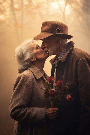 Old lovers, eternal love. The timeless love story of old lovers who have stood the test of time with devotion, affection, and memories.の素材