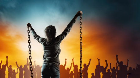Human Rights Day, fight for our rights, Stand up for equality, Fight for someone's rights today, Don't be silent say no to discrimination, take the chains off your hands, December 10の素材
