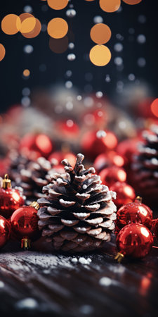 Vibrant New Year's Eve banner with space for copy, featuring festive decorations, creating a joyful and celebratory atmosphere for holiday greetings.の素材