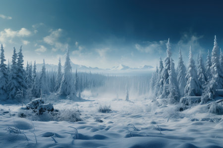 Winter, snowfall snow, cool season, snowy, beauty, white blanket of flakes, falling snowflakes, pleasant cold, copypace background text.の素材