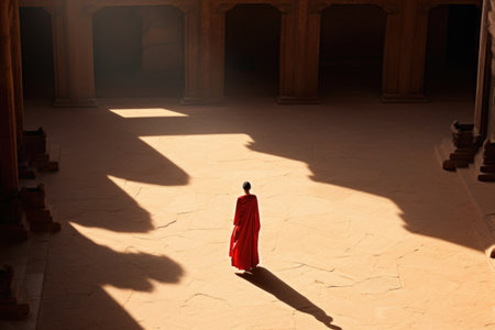 China young female shaolin asia monk in monastery. Spiritual development tranquility, yin yang balance, ascetic, Buddhist monastery, novices Shaolin Templeの素材