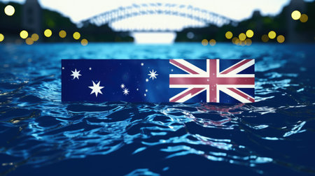 Happy Selebrating the spirit of Australia: a joyful Australia day with flags, kangaroos, and national pride in a festive and patriotic atmosphere. pride, joy, and a sense of unityの素材