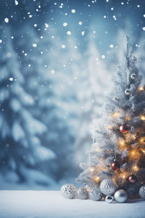 Vibrant New Year's Eve banner with space for copy, featuring festive decorations, creating a joyful and celebratory atmosphere for holiday greetings.の素材