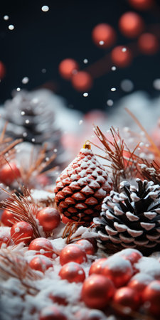 Vibrant New Year's Eve banner with space for copy, featuring festive decorations, creating a joyful and celebratory atmosphere for holiday greetings.の素材