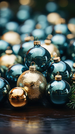 Vibrant New Year's Eve banner with space for copy, featuring festive decorations, creating a joyful and celebratory atmosphere for holiday greetings.の素材