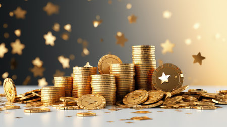 Exciting poker games at an online casino, cards, and chips on the table, gambling experience, winning hands and betsの素材