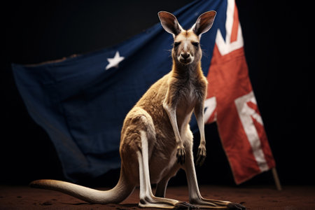Happy Selebrating the spirit of Australia: a joyful Australia day with flags, kangaroos, and national pride in a festive and patriotic atmosphere. pride, joy, and a sense of unityの素材