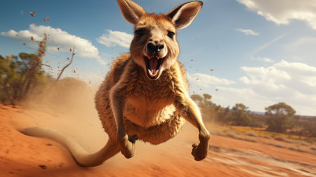 Happy Selebrating the spirit of Australia: a joyful Australia day with flags, kangaroos, and national pride in a festive and patriotic atmosphere. pride, joy, and a sense of unityの素材
