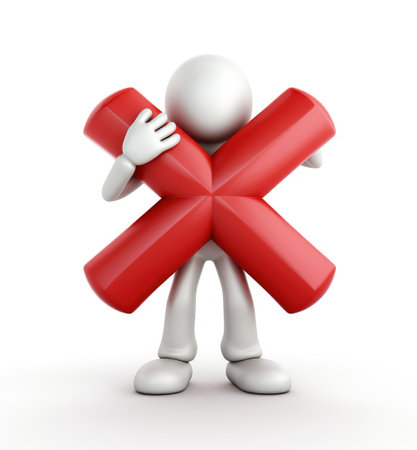 Banning entry: a 3d prohibition concept with a red x sign, a virtual warning symbolizing restricted access for banners and websites, ensuring digital safety and control in a visually impactful design.の素材