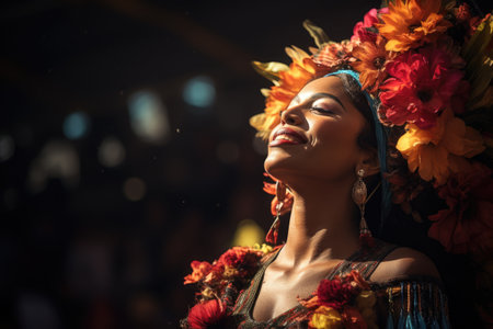 Happy cali fair colombia. Lively celebration at la feria de cali: a kaleidoscope of Colombian culture, salsa rhythms, and vibrant traditions in a festive and joyous atmosphereの素材