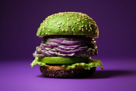 Wholesome indulgence: a plant-powered delight with the veggie burger, a delectable meatless creation offering health-conscious, flavorful bites in a sustainable and delicious diningの素材