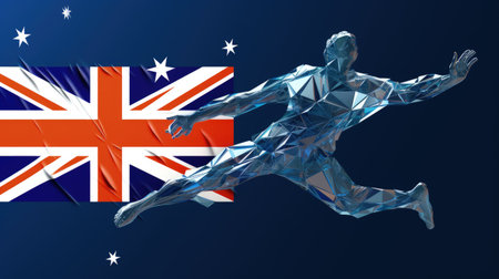 Happy Selebrating the spirit of Australia: a joyful Australia day with flags, kangaroos, and national pride in a festive and patriotic atmosphere. pride, joy, and a sense of unityの素材