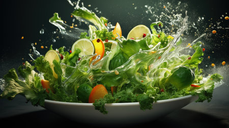 Nourishing greens: goodness of veggie food, fruit, and vegetables in a vibrant culinary symphony, a plant-powered feast for health and vitality, embracing the abundance of nature's bountyの素材