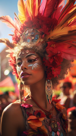 Carnival in Barranquilla, Colombia: A dazzling spectacle of vibrant costumes, rhythmic music, and lively dances, celebrating the citys rich cultural heritage and festive spiritの素材