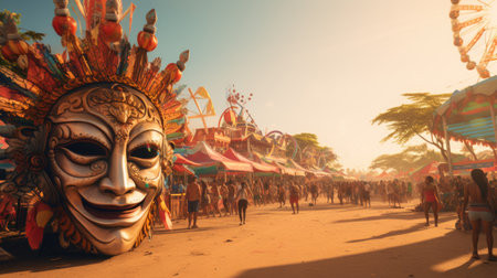 Carnival in Barranquilla, Colombia: A dazzling spectacle of vibrant costumes, rhythmic music, and lively dances, celebrating the city's rich cultural heritage and festive spiritの素材