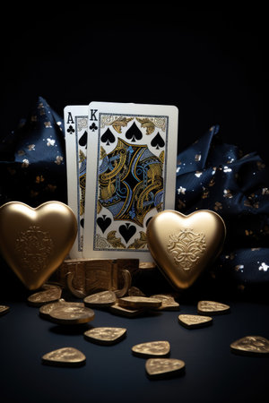 The concept of games of chance. Online casino gaming: roulette, cards, betting, chips, dice a world of chance and excitement, endless gaming possibilities and the allure of virtual fortunesの素材