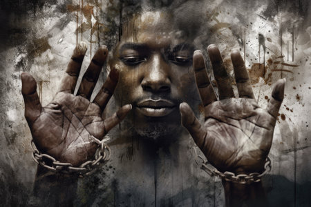 Black History Month. Honoring the legacy, achievements, and contributions of the African American community throughout history. Confronting discrimination, promoting equality, fostering social changeの素材