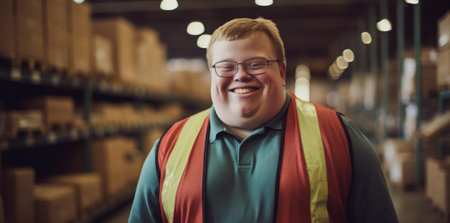 Down syndrome persona, resilience and positivity, radiant joy, genuine smileの素材