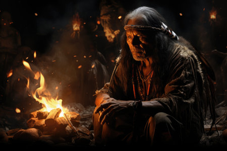 Native American, American Indians, First Americans or Indigenous Americans, Indigenous peoples of the United States. culture authenticity, ethnic attire, traditionの素材