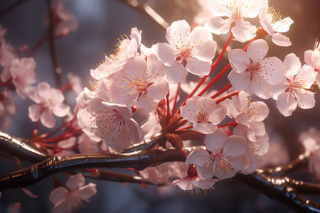 Celebrating nature's ephemeral beauty: the enchanting allure of cherry blossoms in spring, a symphony of pink blooms heralding renewal, serenity, and the timeless grace of fleeting floral eleganceの素材