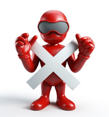 Banning entry: a 3d prohibition concept with a red x sign, a virtual warning symbolizing restricted access for banners and websites, ensuring digital safety and control in a visually impactful design.の素材