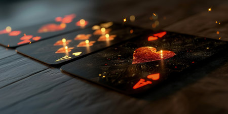 Virtual online casino concept, gaming, currency entertainment, gambling symbols, nightlife, deluxe symbol, betting chips playing cards, live poker digital entertainment, banner wallpaper backgroundの素材